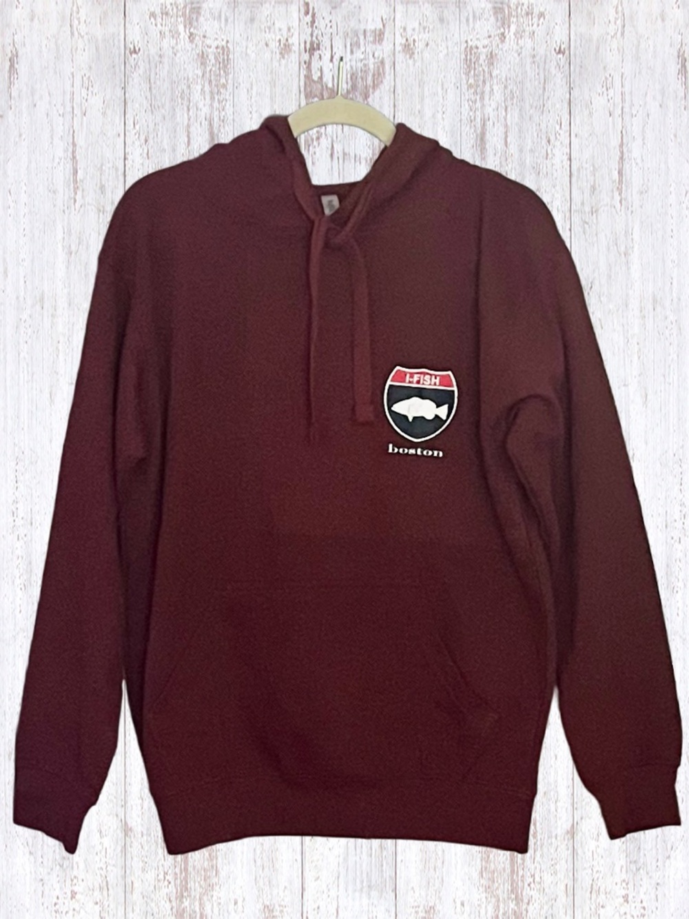 NEW Milltex 717 Premium Midweight Boston I-Fish Hoodie Adult Medium Maroon